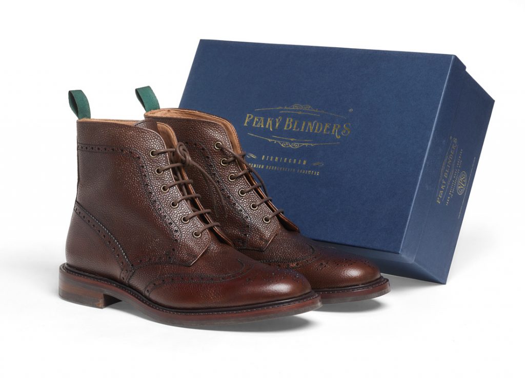 Peaky Blinders Full Leather Walnut Brogue Boots Made In England